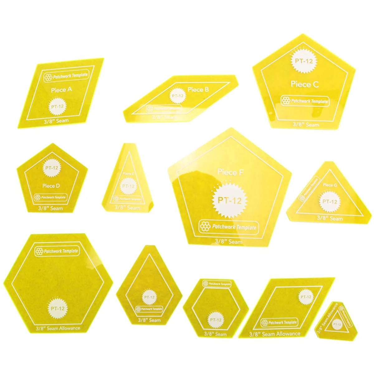 

Set of 12 Patchwork/English Paper Piecing Quilt Template Set,Hand Sewing Template Diamond Triangle Patchwork Tool