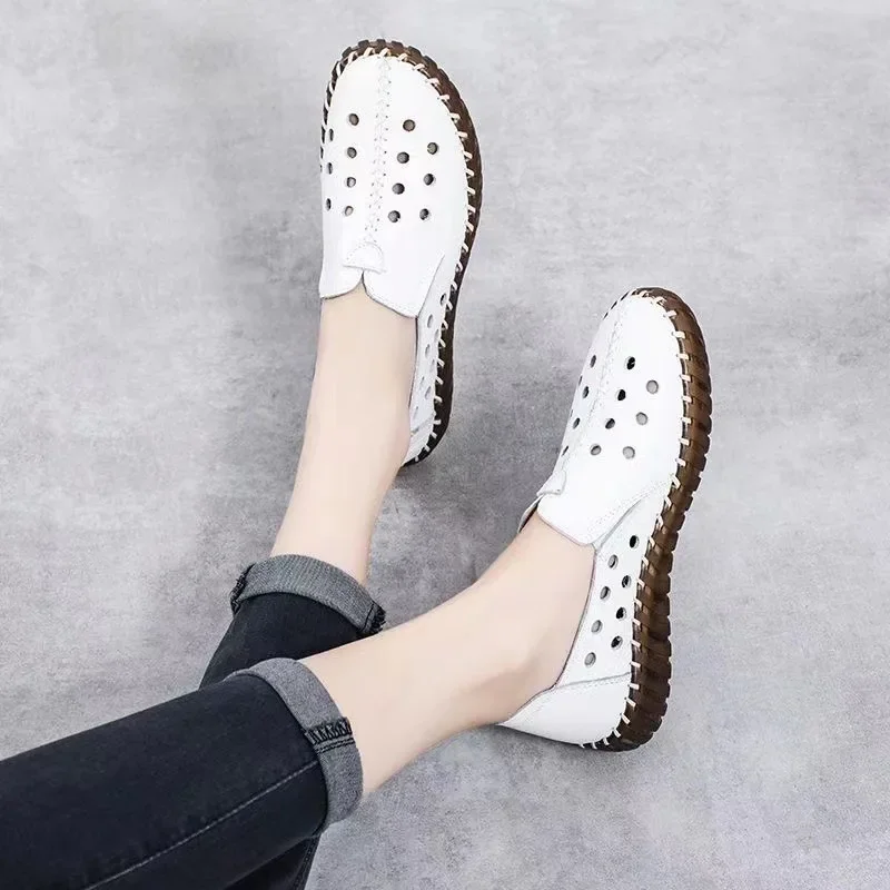 Waterproof Loafers Wide Width Women's Driving Shoes Woman Black Genuine Leather Flats Red Designer Loafers Women White Moccasins