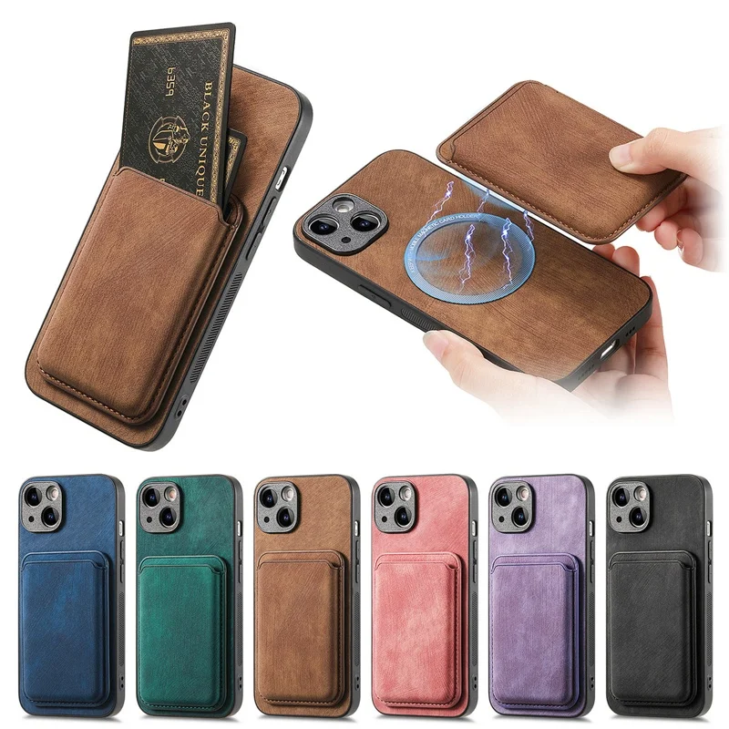 Elegant Magnetic Leather Wallet Phone Case with Detachable Card Slot Cover