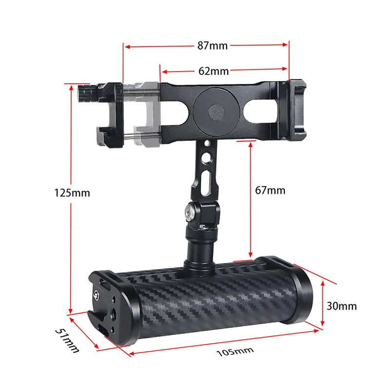 Handy Handst änder Telefon halter Halterung drehbar faltbar Handgriff Aluminium für Selfie Vlog Videofilm Live-Filmemacher – Detail 16