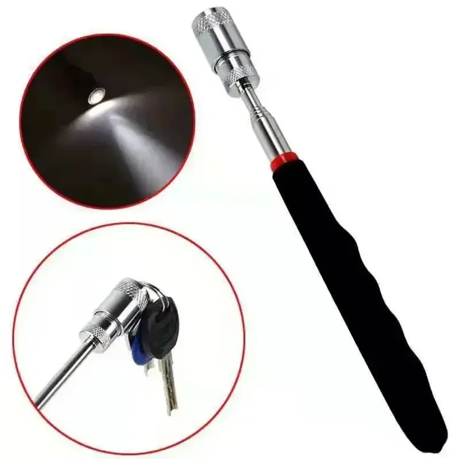 LED 조명이 있는 텔레스코픽 자석 철 흡입봉 금속 픽업 도구 DIY 강력 자석 금속 나사 흡입봉 픽업 도구