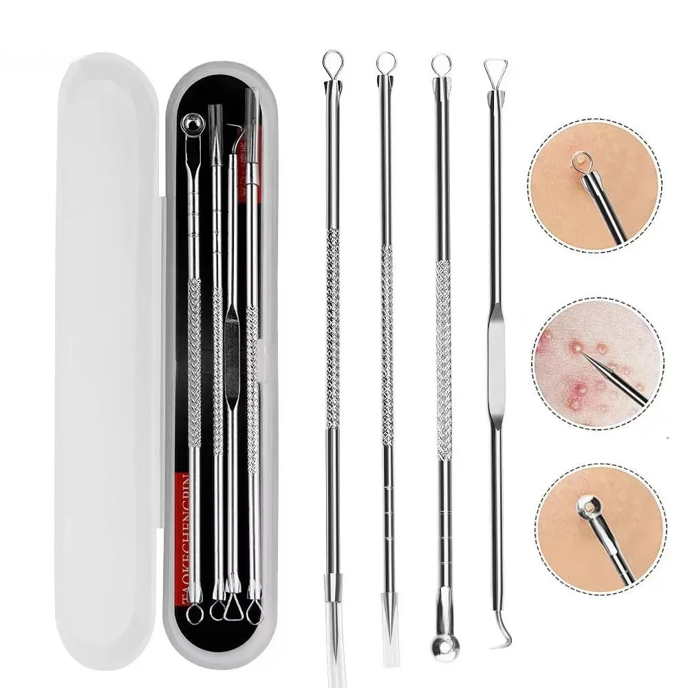 Multifunctional Blackhead Removal Kit Including Acne Needle Facial Pore Cleanser Dark Spot Cleaning Skin Care Tool 4 Piece Set