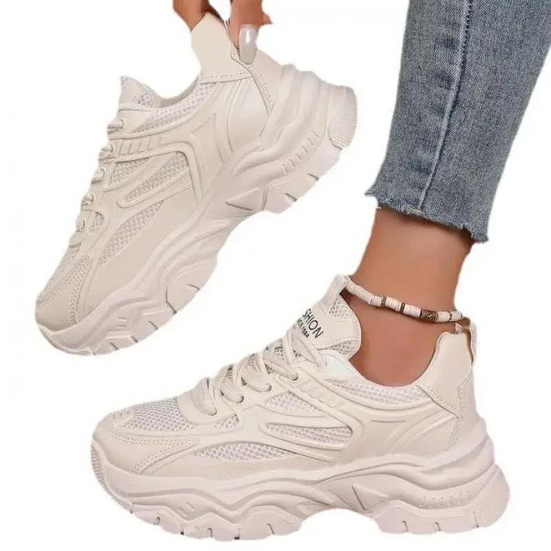 35-41 Spring Campus Sports Style Breathable Non-Slip Thick Sole Women Casual Sneakers Chunky Woman Fashion Comfort Running Shoes 5