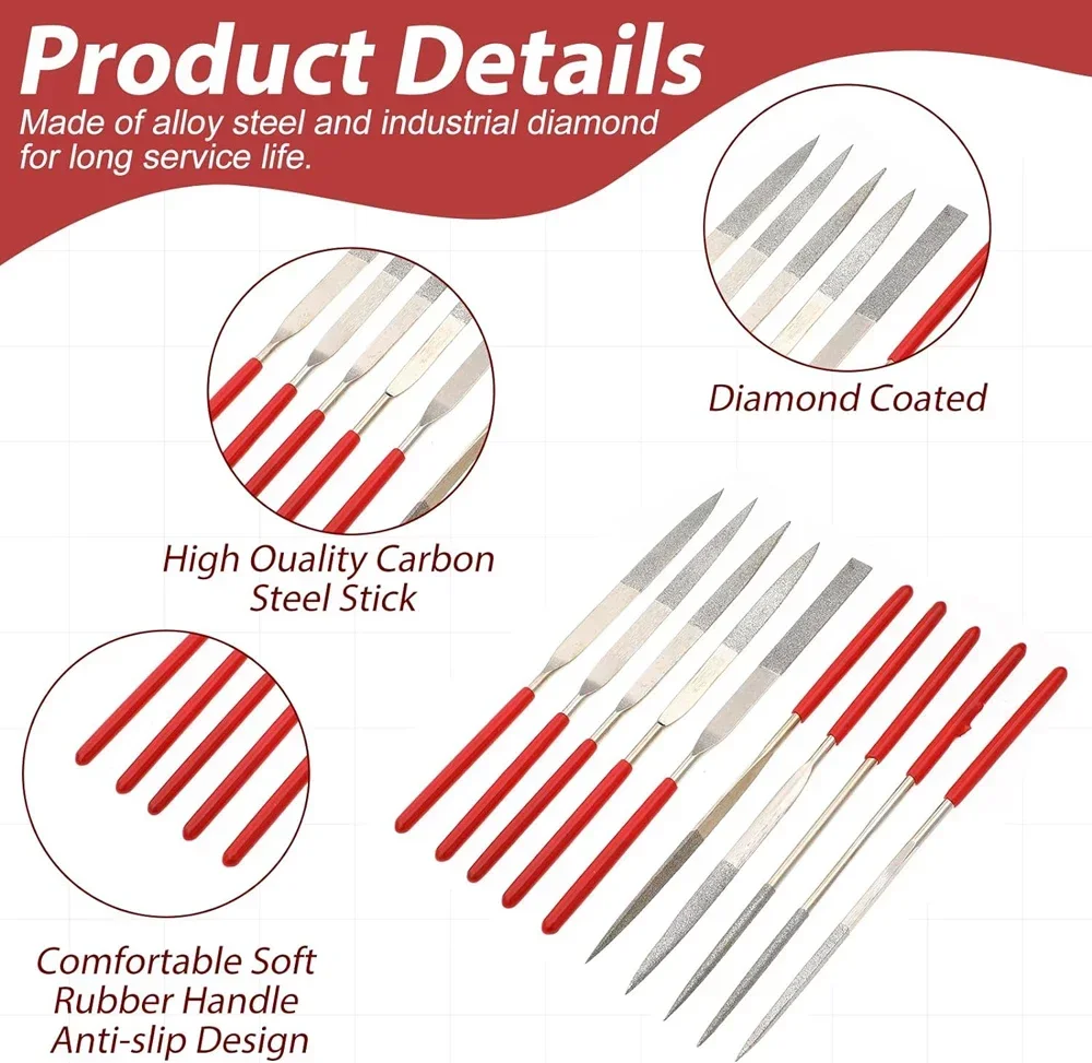 Needle File Set 10Pcs For Stone Glass Metal Carving Craft Hand Tools