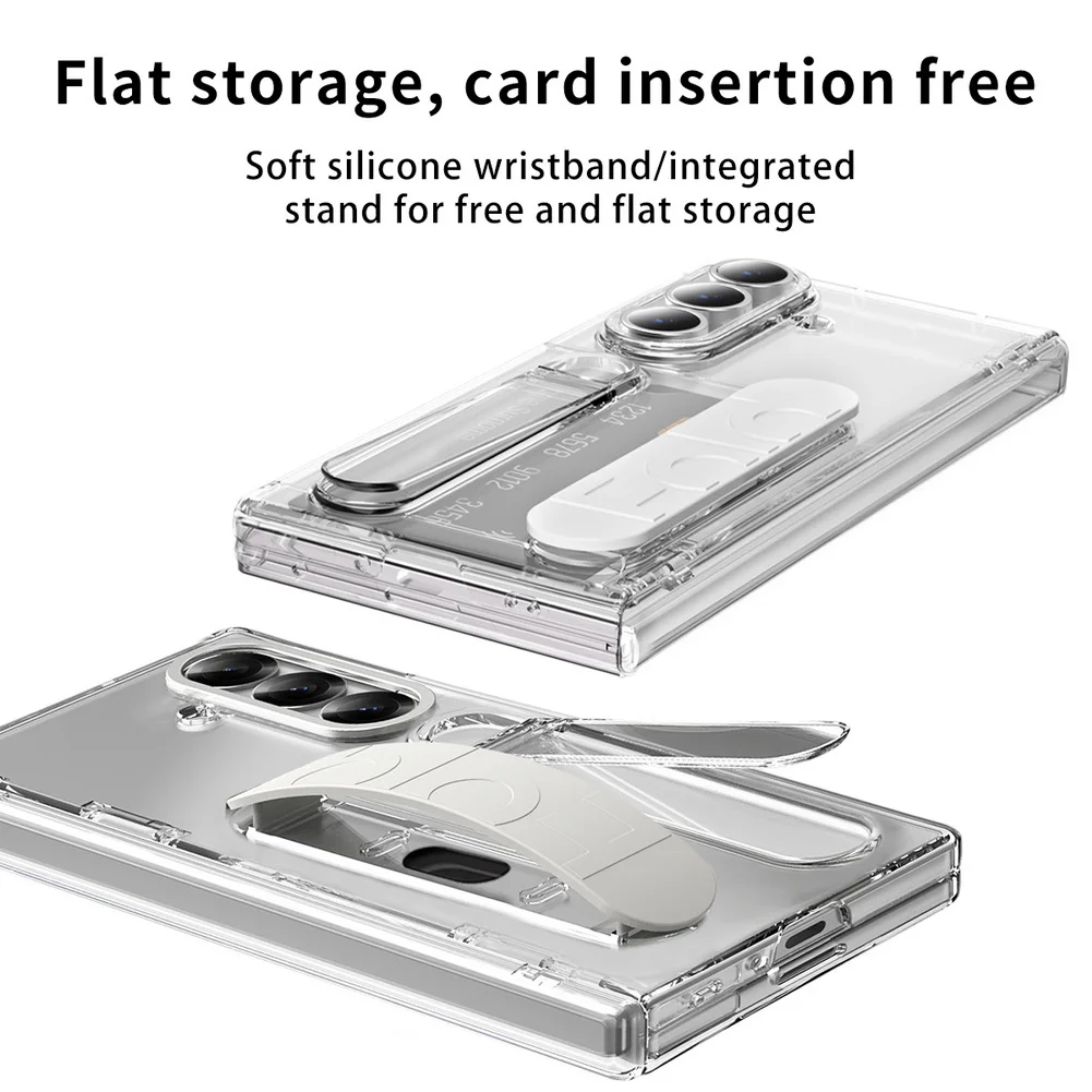 Multifunctional Wrist Strap Folding Case with Credit Card Slot and Kickstand
