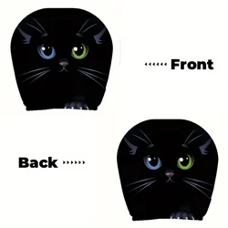 Artistic Black Cat with Heterochromatic Eyes Headrest Covers - Set of 2, Perfect Holiday Gift (272)