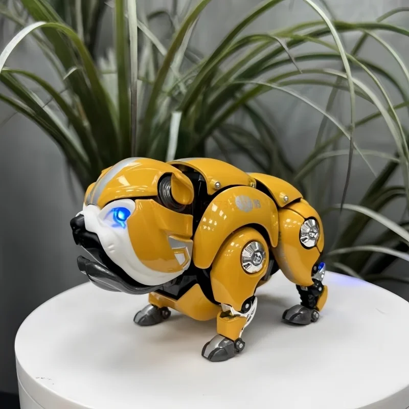 New Alloy Mechanical American Bully Pitbull Robot Dog Eyes Lights Anime Figure Adults Toy Model Action Figures Collection Gifts