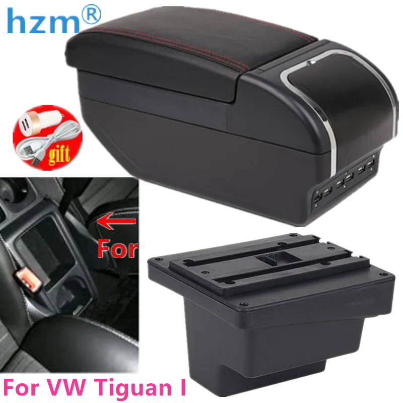 Armrest For Volkswagen Vw Tiguan I Dual Layer Large Space Central Store  Content Box With Cup Holder Ashtray Usb Chargi - Armrests - AliExpress