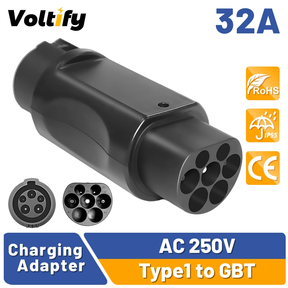 

32A Type1 To GBT EV Adapter GB/T Electric Vehicle Socket For Chinese Car Converter Charger J1772 Plug Charging Converter Adapter