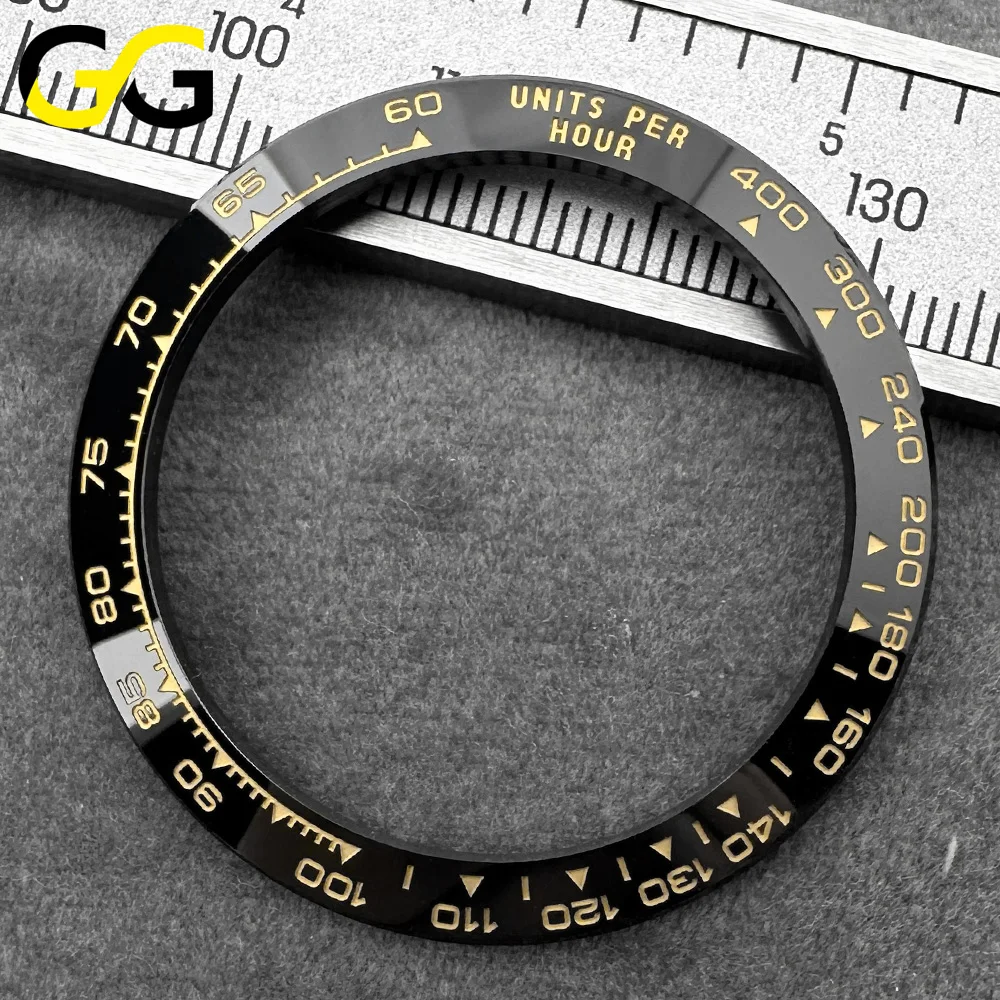 High-Quality Ceramic Bezel with White Gold Text and Black Coffee Hue
