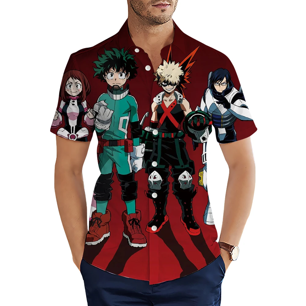 CLOOCL Cartoon Men's Shirt Cute Anime My Hero Academia Summer Shirts Beach  Shirt Short Sleeve Tops Ropa De Hombre Dropshipping| | - AliExpress