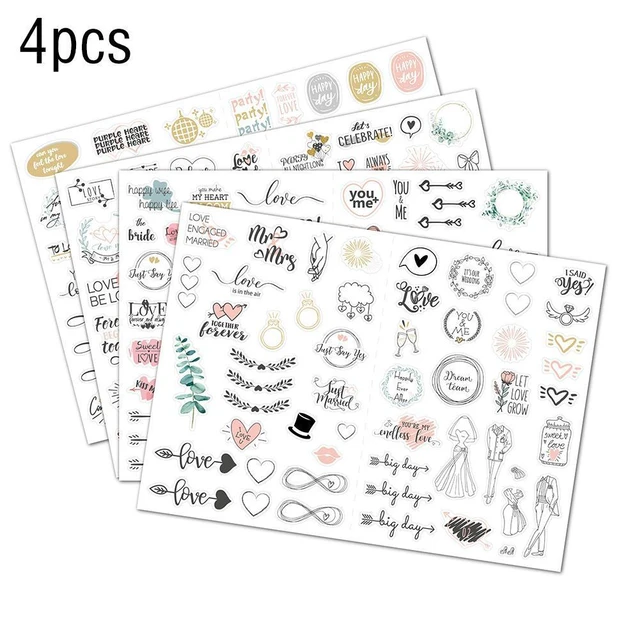 266pcs Vintage Wedding Stickers Glitter Patterns Decorative Decals