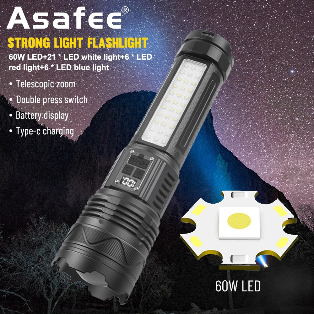 

Asafee 8770-1 60 Вт 1200 лм м выходной фонарик с телескопическим зумом