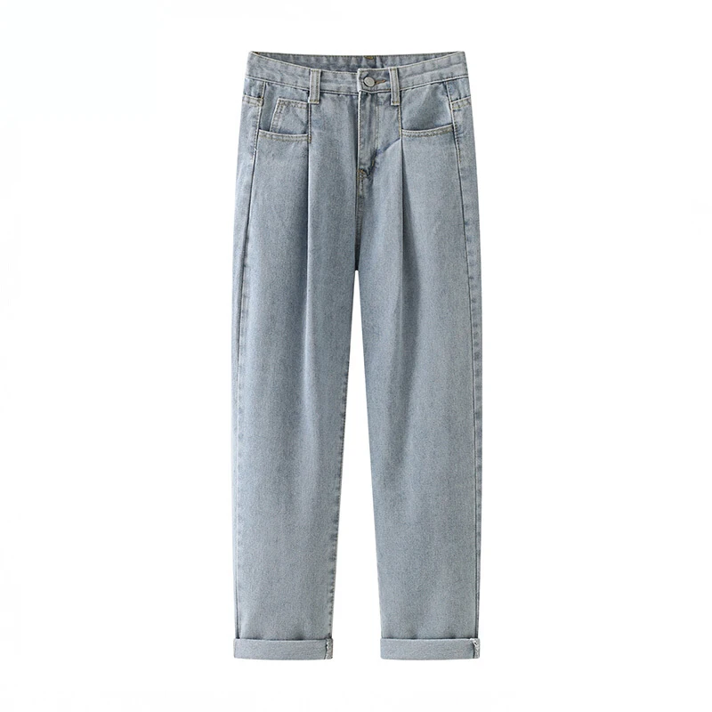 

Light Colored Loose Fitting Jeans For Women Autumn Wash Small Stature High Waist Slimming Retro Straight Leg Pants