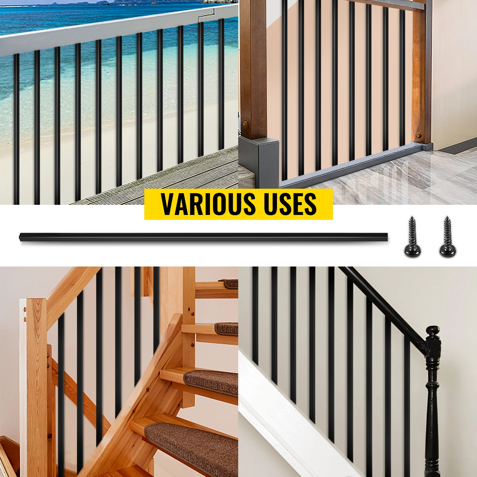 VEVOR Deck Balusters Metal Deck Spindles 16/10/26/51 Pack 44 /32.25 inch Iron Stair Railing Building & Hardware Home & Garden 2