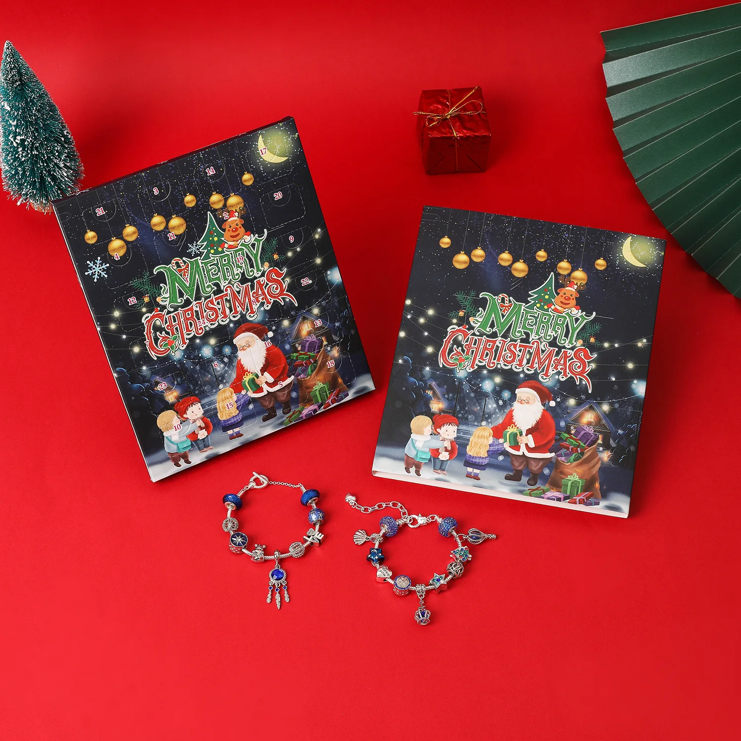 DIY Bracelets Christmas Advent Calendar for Girls Blue Beads Jewelry Making Kit 24 Days Countdown Advent Calender Box Navidad