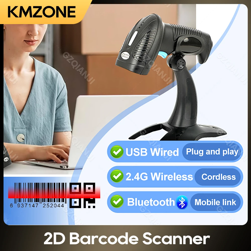 Lettore Di Scansione Dello Schermo Portatile Bluetooth 2D Qr Image Pdf417 Scanner Di Codici A Barre Laser 1D Wireless Per Windows/Android/Ios