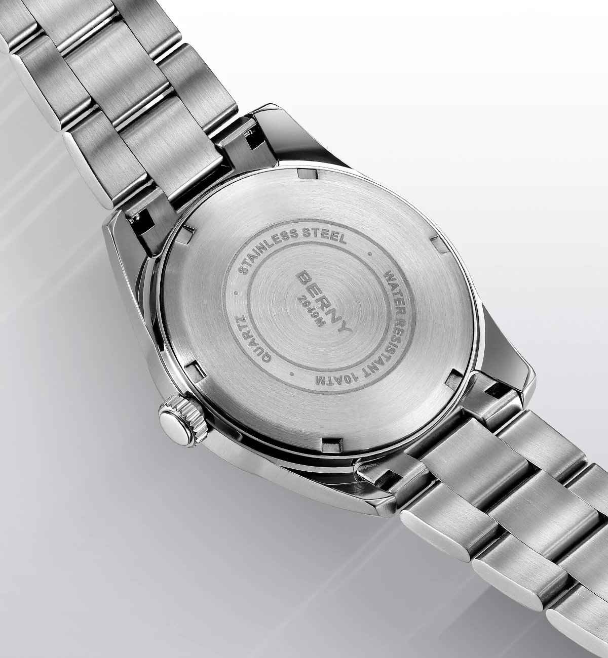 BERNY Uhren für Herren, modisch, lässig, leuchtend, AR-Saphir-Quarz, Herrenuhr, 10 ATM, Edelstahl, Kleid, Business-Armbanduhr – Detail 4