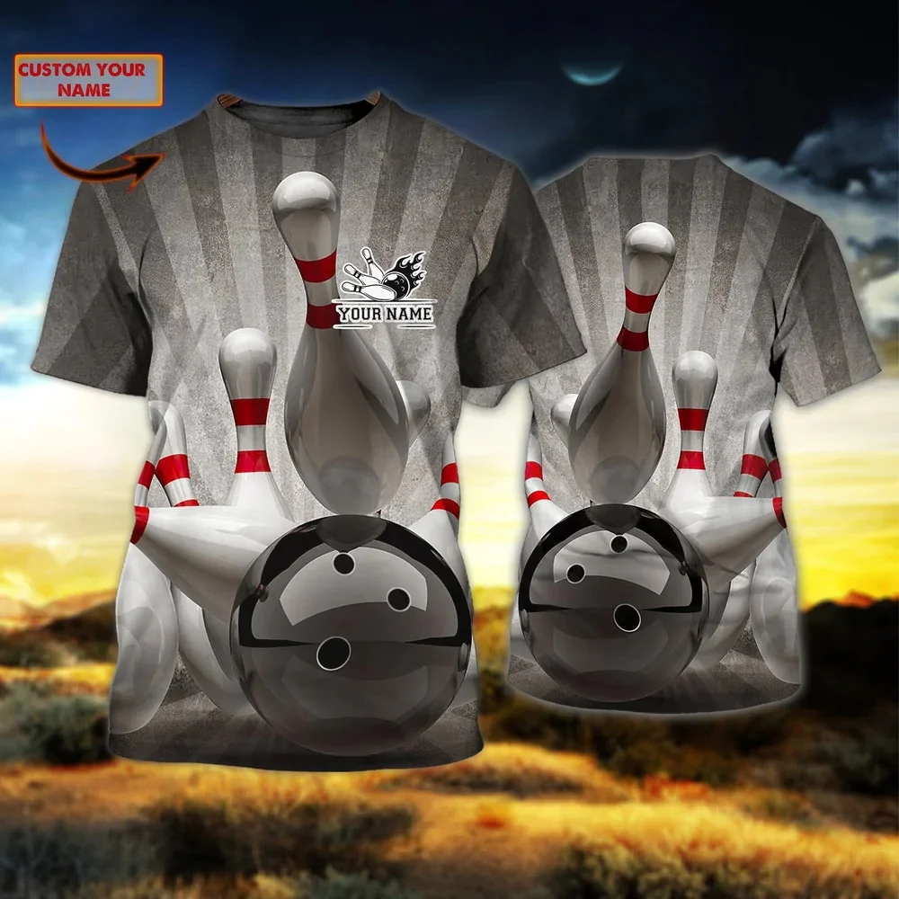 Neueste Sommer Mode männer T-shirt Personalisierte Name Bowling 3D Gedruckt t-shirt Unisex Casual T-shirt Bowling Liebhaber Geschenke DW127 – Detail 30