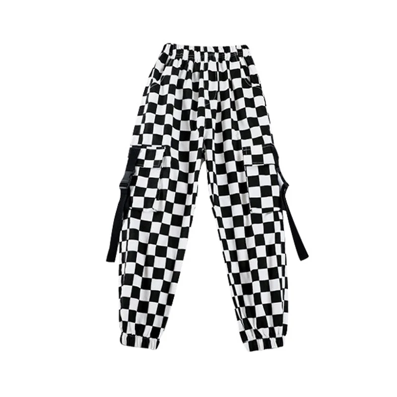 Kids Hip Hop Clothing Streetwear Checkered Tactical Cargo Jogger Pants for Girls Boys Dance Costume Clothes