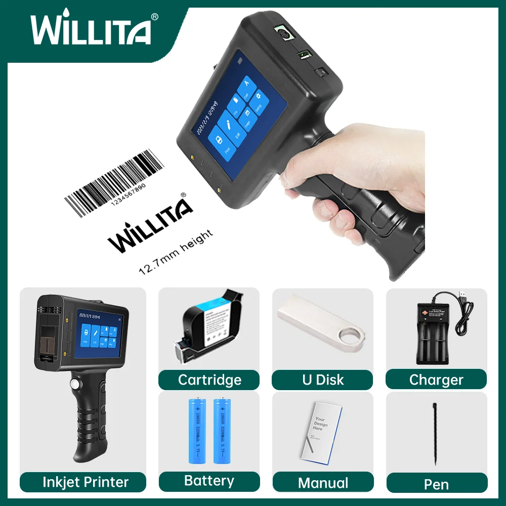 Willita127mmHandheldInkjetPrinterGunPortableForMetalExpiry