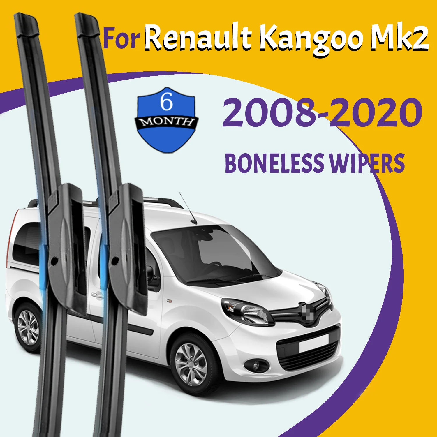 Wischer Klingen Für Renault Kangoo Mk2 2008-2020 Frontscheibe Sauber Fenster Windschutz Auto Teile Auto Regen Pinsel 24'' + 22''