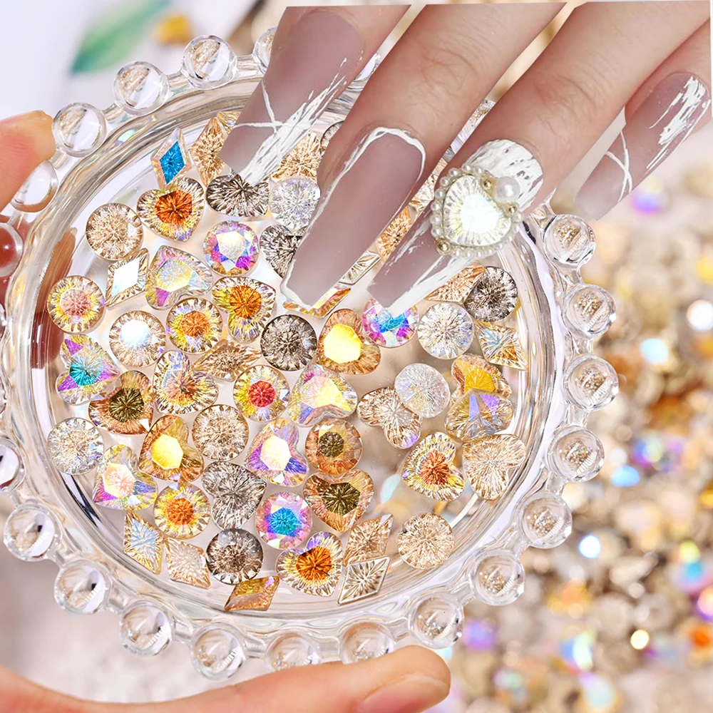 10PCS Gold/Silver Nail Gems Rhinestone Crystal AB Pearl Glitter  Stone,Different Shape Alloy Nail Sticker Gem Manicure Decoration -  AliExpress