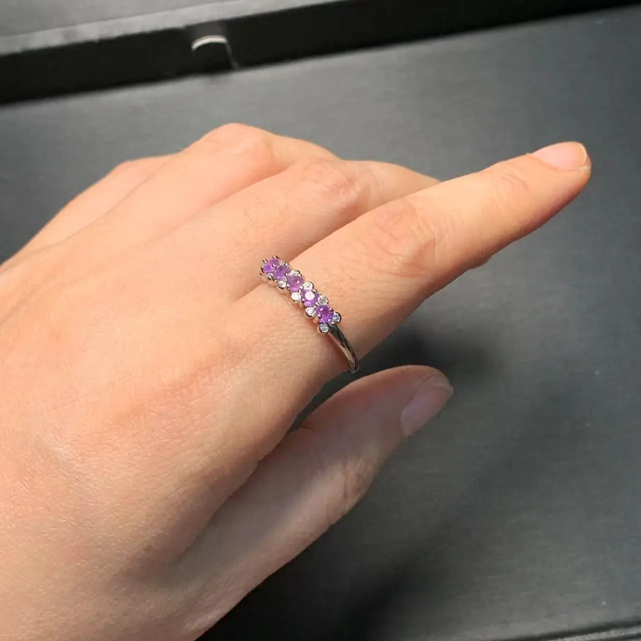 Natural Amethyst Ring Stone Female Handmade Rings Jewelry for Women Gift Purple Flower