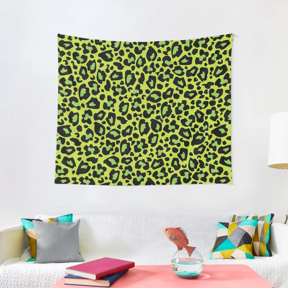 

Leopard Print Bright Apple Green Tapestry Wall Hanging Decor Bathroom Decor Art Mural Wall Art Tapestry