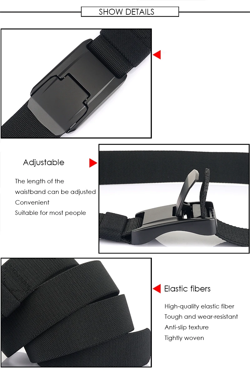 Neuer Stretchgürtel für Männer und Frauen, harte Schnellverschluss-Schnalle, starkes echtes Nylon, Unisex, elastischer Gürtel, Overalls, Arbeitsgürtel – Detail 3