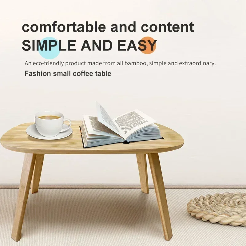 Oval Coffee Table for Living Room, Modern Wood End Table Small Bamboo Bedside Table, Modern Minimalist Side Home Furniture