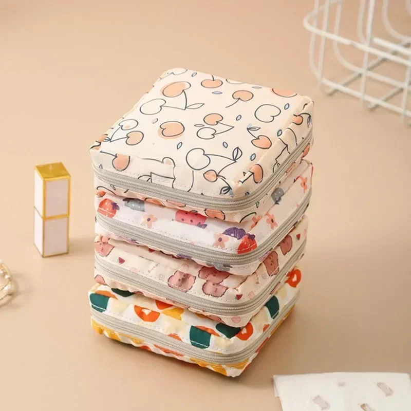 Girls Cartoon Small Cosmetic Bags Organiser Bag For Women Girl Lady Korean Cute Bear Large Capacity Sanitary Napkin Storage Bags - 3