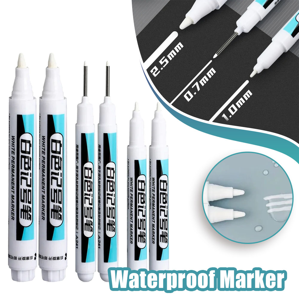 White Permanent Paint Pen Set Wood Rock Plastic Leather Glass Stone Metal Marker 0.7/1.0/2.5mm Tool Set Carpenter Tools