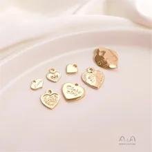 

Love shaped peach heart engraved letter pendant Queen's head hanging tag DIY first ornament Earring Pendant