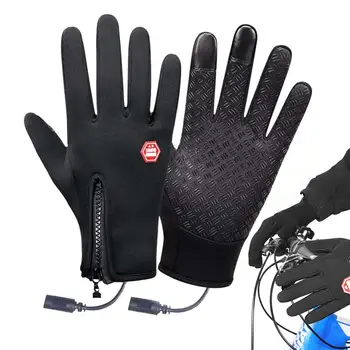 Winter Cycling Heated Gloves USB Heating Gloves Hand Warmer Rechargeable Heated Mittens Gloves Portable Heated Gloves 5