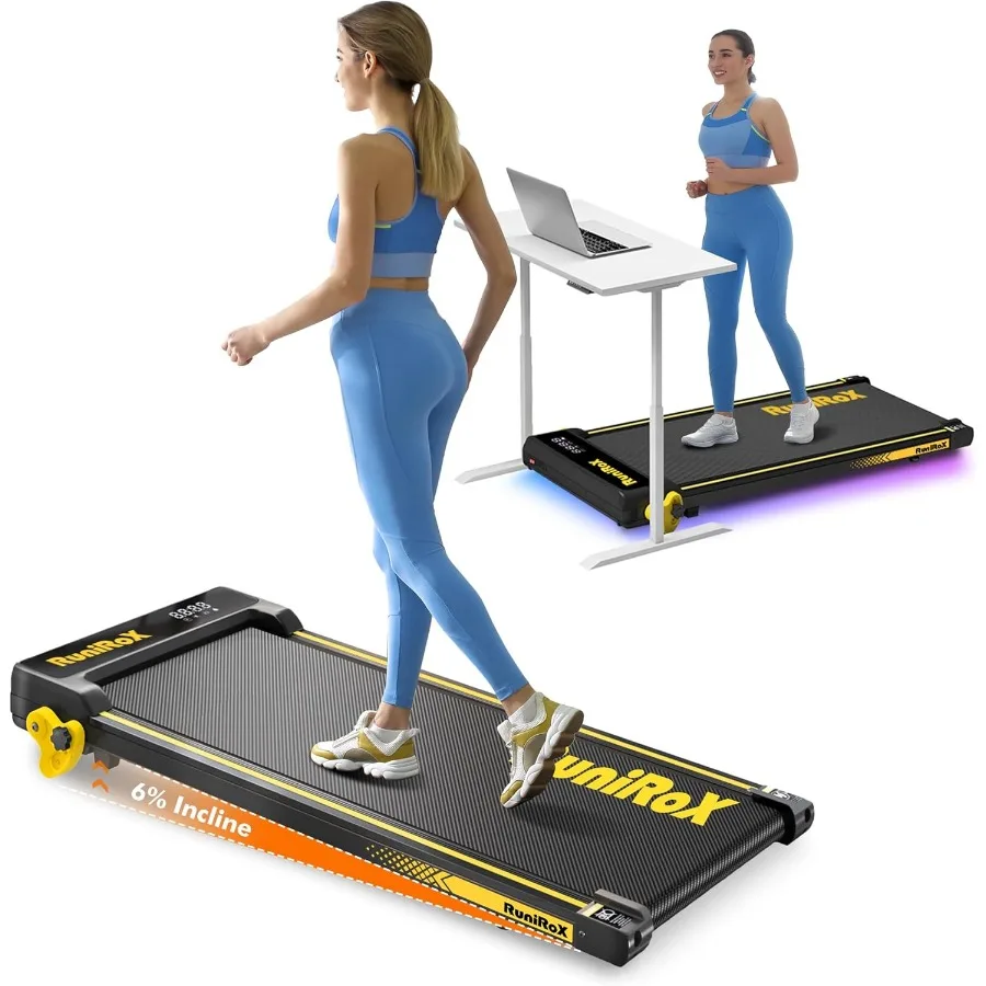 Portable Treadmill with Incline and Handle Bar for Under Desk Use in Home Office or Small Spaces Compact Walking Pad for Daily