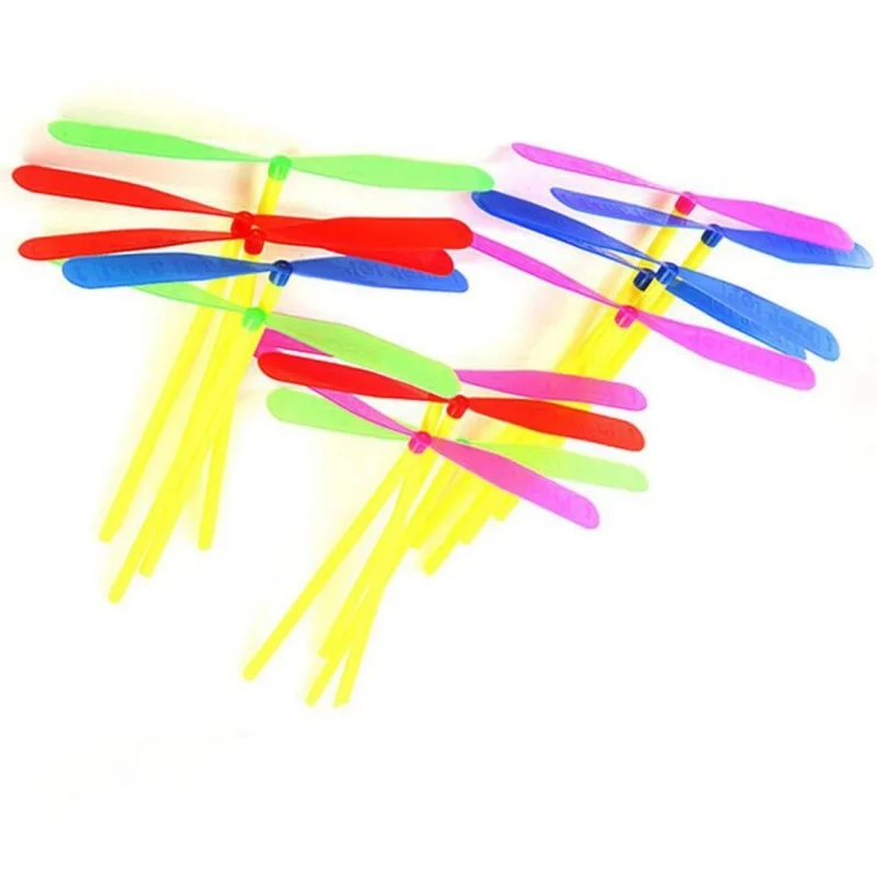 98Pcs Novelty Plastic Bamboo Dragonfly Propeller Outdoor Classic Toy Kid Gift Rotating Flying Arrow Multicolor Random Color