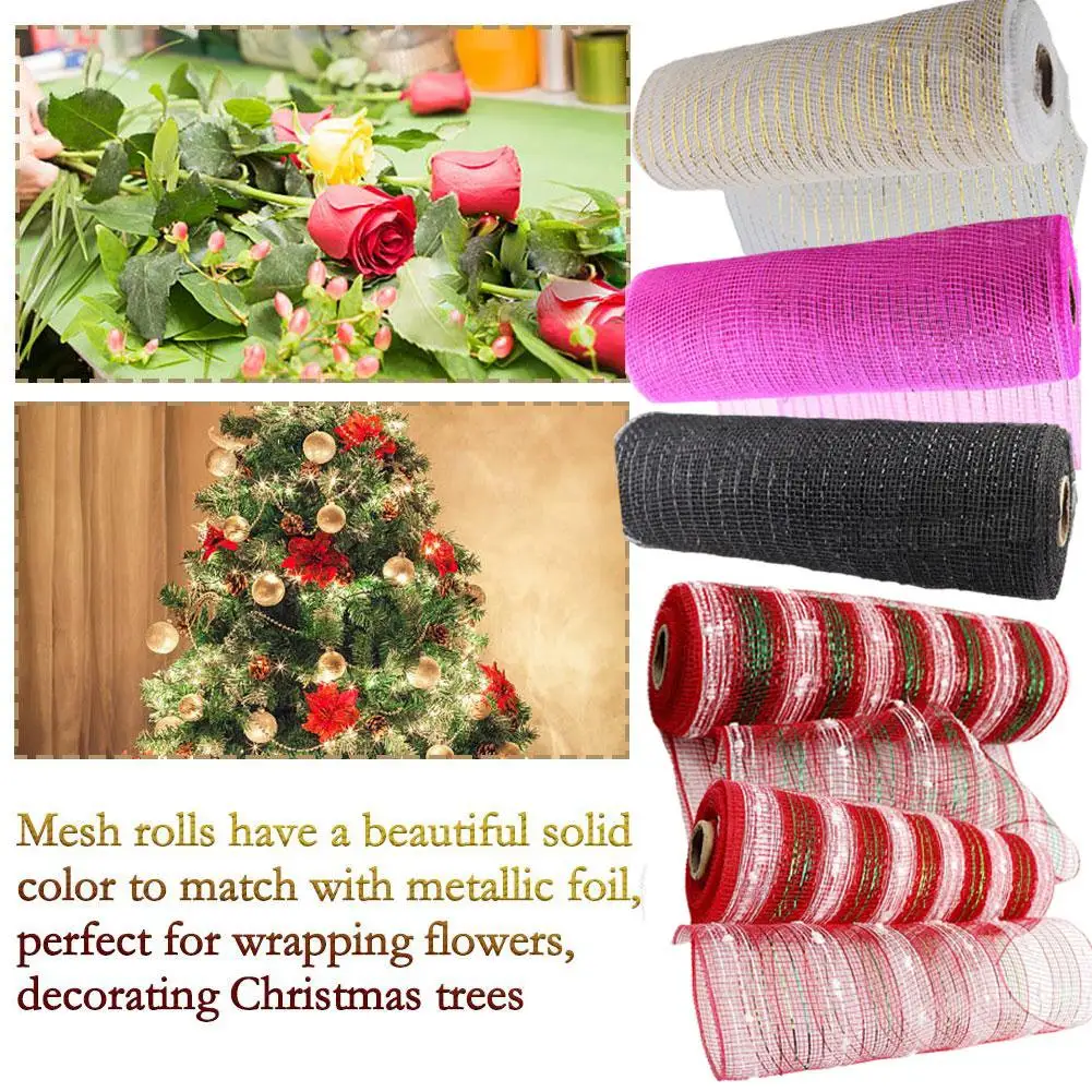 

Christmas DIY Wreath Plastic Mesh DIY Xmas Tree Ribbon Roll Waterproof Reusable Lighweight Decoration 1 Flexible 10 P0W8