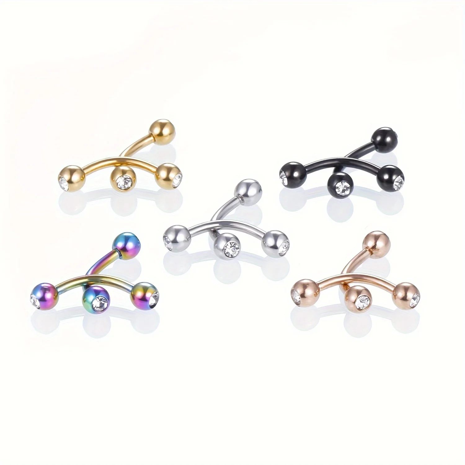 1 Pairs Stainless Steel Eyebrow Studs Rhinestone Decor Earrings Body ...