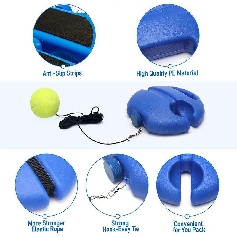 Tennis Accessories Tennis Trainer Heavy Duty Tennis Training Aids Base With Elastic Rope Ball Practice Self-Duty Rebound Tennis Trainer Partner Sparring Device