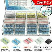 

280Pcs/box Waterproof Solder Seal Heat Shrinkable Tubing Shrink Wire Cable Connectors Crimps 2:1 Double-wall Safety Butt Joint