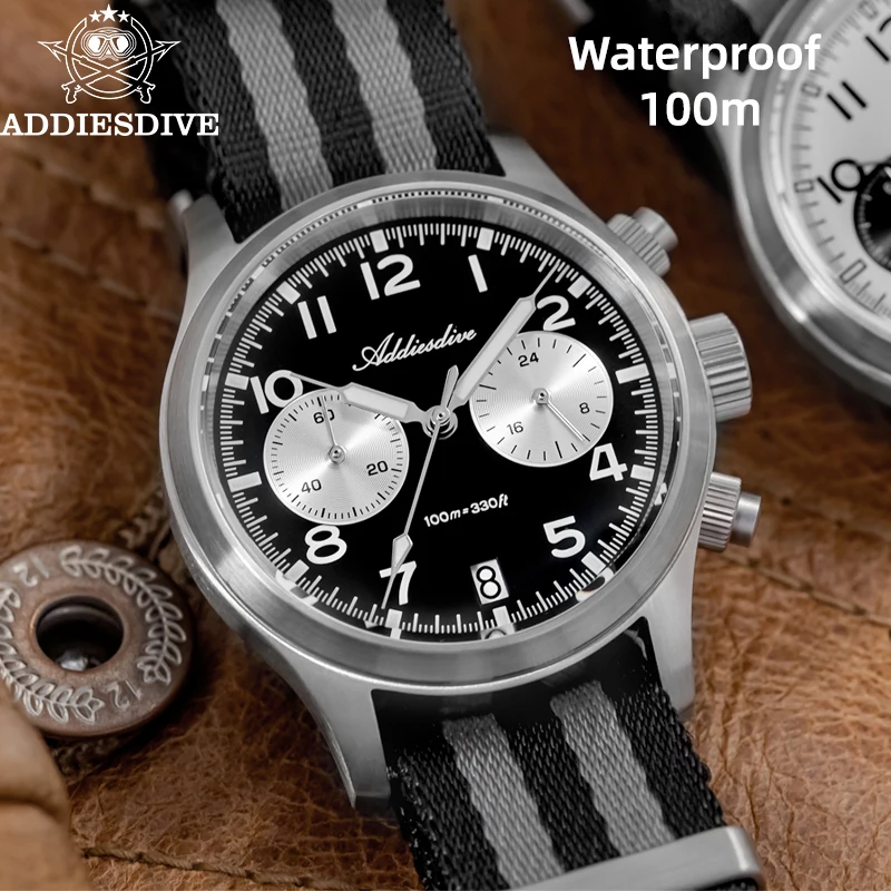 ADDIESDIVE New Men Watch Luxury Sapphire Chronograph Japan VK64