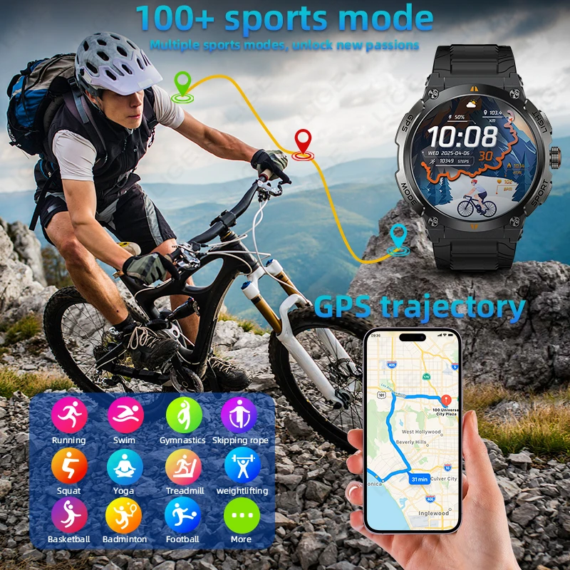 LIGE New Professional GPS Sports Smart Watch Outdoor RIDE Run Men Watches Compass Altimeter IP68 400mAh AMOLED BT Call Bracelets
