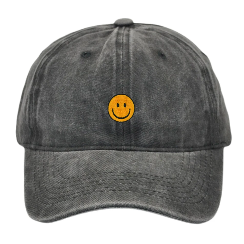 Smiley Baseball Cap Embroider Mom hats Breathable Couple Hats Unisex Adjustable Visors Caps