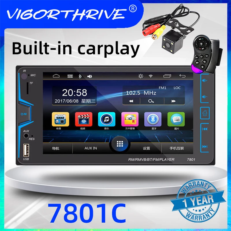 

Car Multimedia Player 2 DIN 7" Capacitive Touch Screen Wince Carplay Android Auto Stereo Receiver Bluetooth for Toyota Corolla