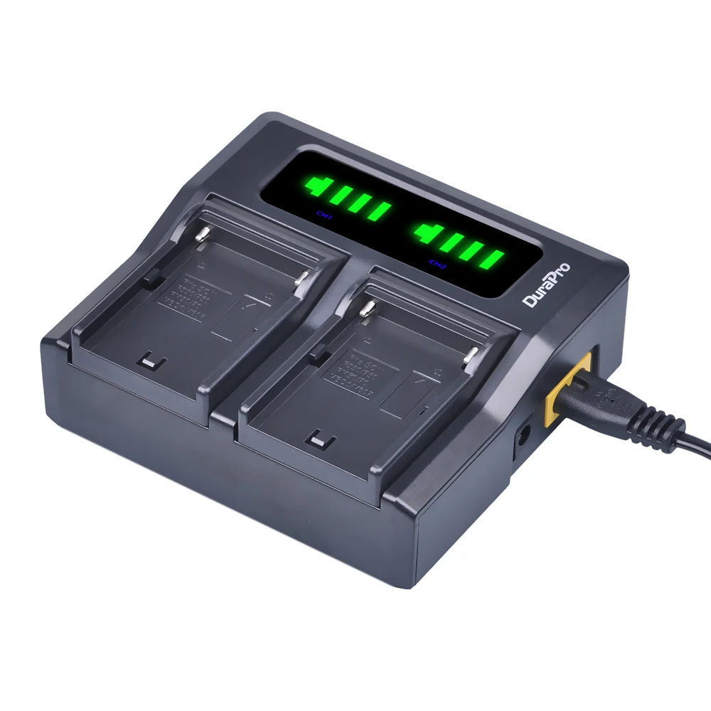 DuraPro LED Dual Fast Charger for SONY NP-F960 NP-F970 NP-F550 NP-F750 Rechargeable Battery and HVR-HD1000 HVR-HD1000E HVR-V1J