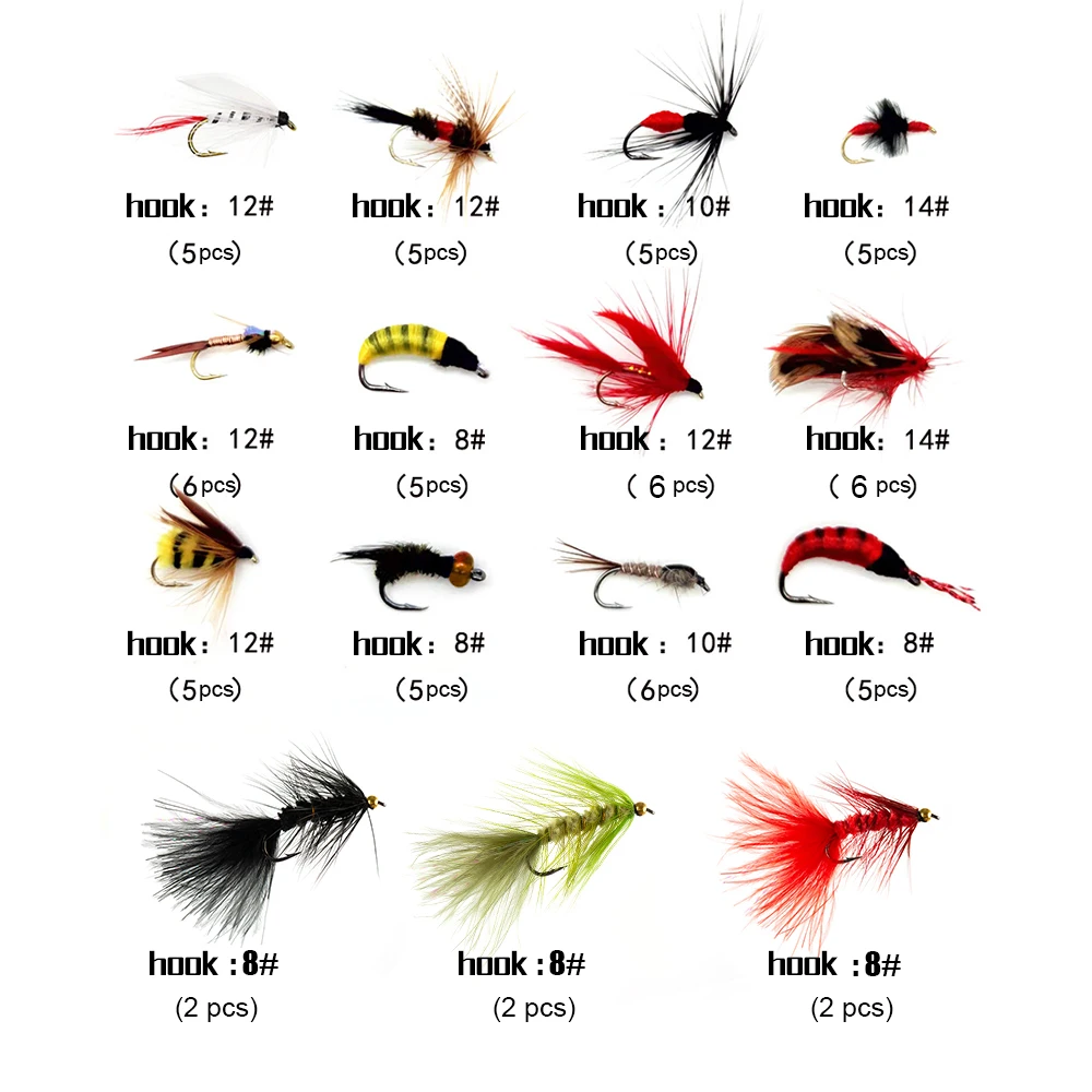 Fly Fishing Flies Kit, Artificial Bait, Trout with Hook, Insect Lure, Nymph  Fly Fishing Lure, Pack of 70 Pcs