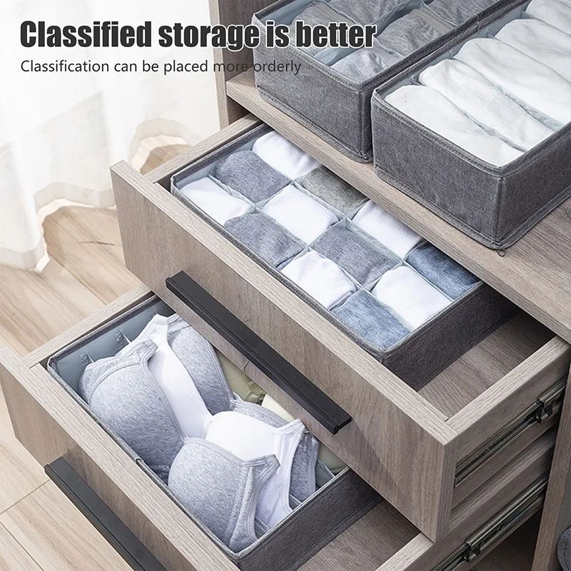 foldable storage box Underwear Bra Organizer Storage Box Drawer Closet Organizers Divider Boxes For Underwear Scarves Socks Bra Organizer drawers grey storage baskets