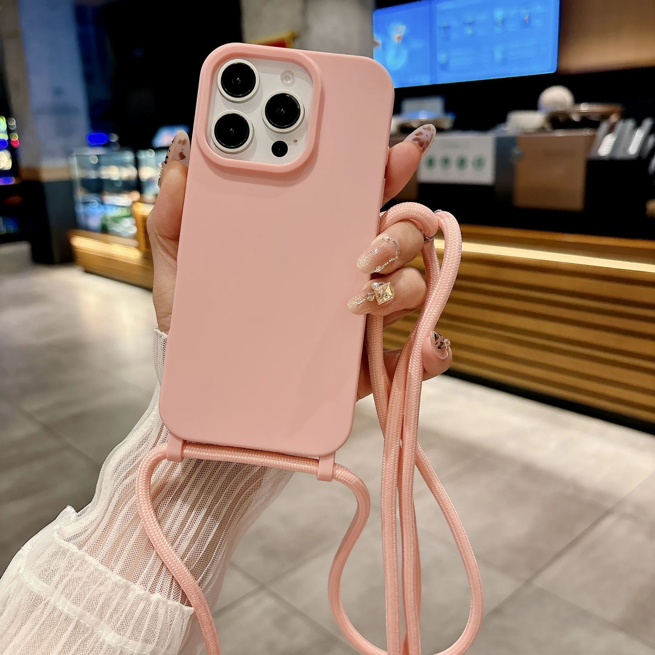 Adjustable Crossbody Lanyard Strap Phone Case with Air Necklace Feature