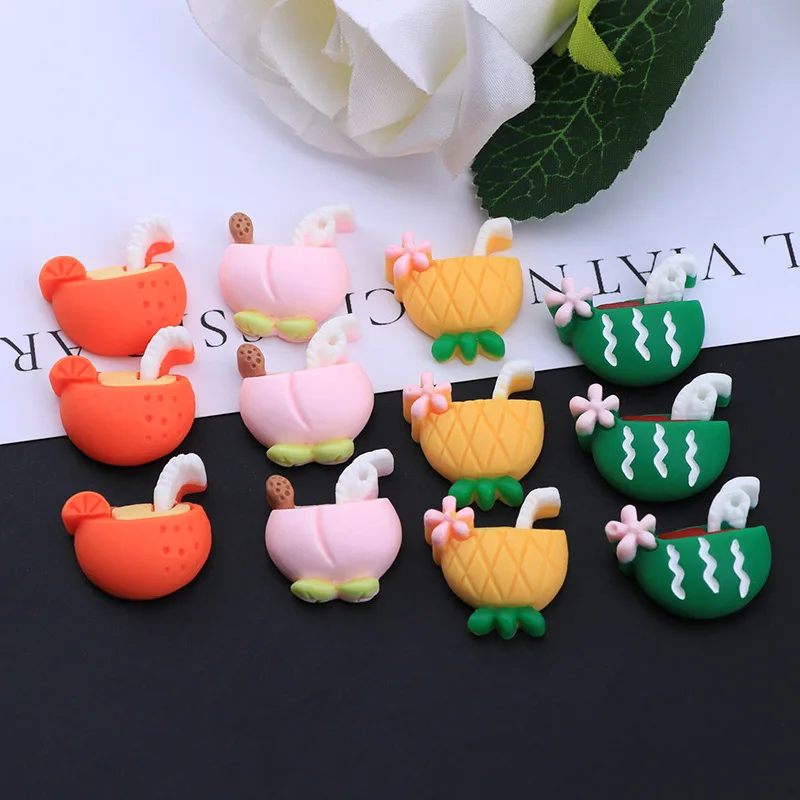 

10Pcs Cartoon Colour Fruit Cup Resin DIY Storage Box Shoes Hat Icebox Barrette Mobile Phone Case Scrapbook Flat Back Patch